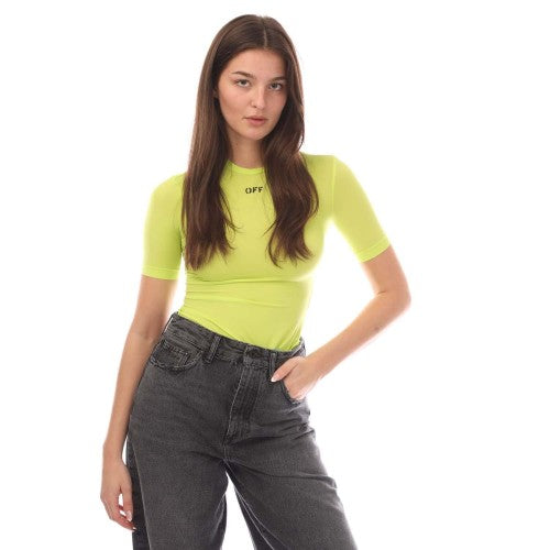 Front - Off White Womens/Ladies Off Stamp Sec Skin Crew Neck T-Shirt