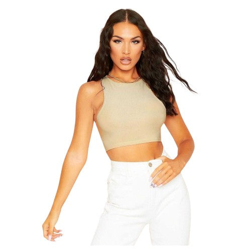 Front - Missy Empire Womens/Ladies Snug Fit Sleeveless Crop Top