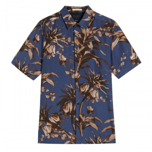 Front - Ted Baker Unisex Adult Belmar Linen Blend Short-Sleeved Shirt