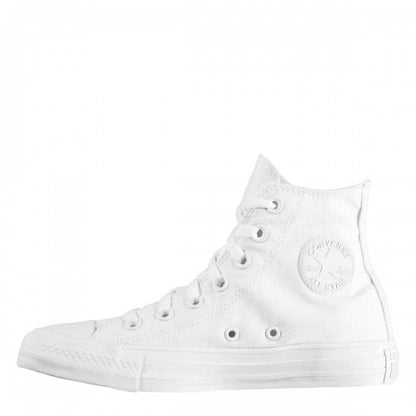 White - Side - Converse Womens-Ladies All Star Canvas High Top Trainers