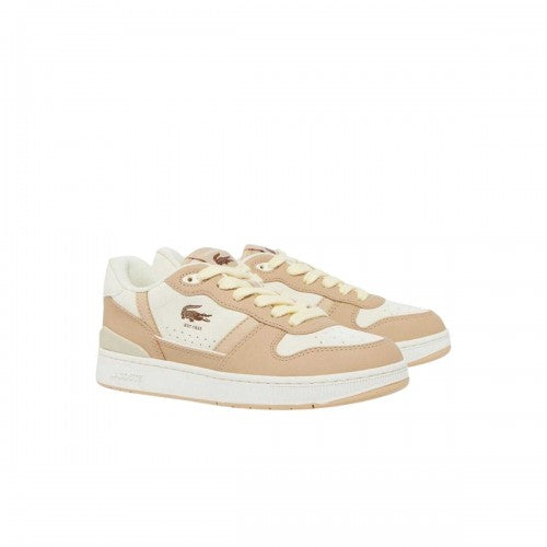 Front - Lacoste Womens/Ladies T-Clip Set Colour Block Coated Leather Flat Trainers