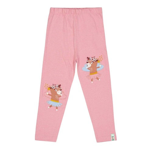 Front - Lilly & Sid Girls Embroidered Patch Leggings