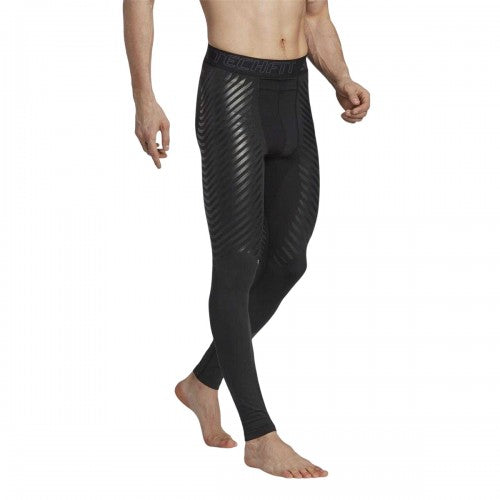 Front - Adidas Mens Techfit Graphic Print Fitted Leggings
