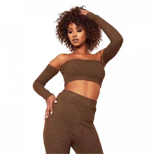 Front - Missy Empire Womens/Ladies Ribbed Bardot Crop Top