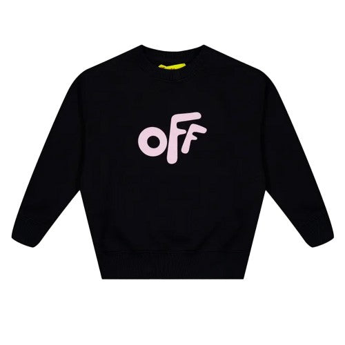 Front - Off White Girls Rounded Crew Neck Sweatshirt