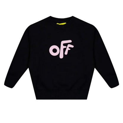 Front - Off White Girls Rounded Crew Neck Sweatshirt