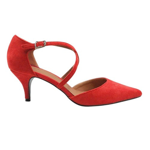 Front - Where´s That From Womens/Ladies Faux Suede Crossover Strap Low Kitten Heel Sandals