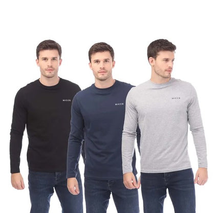 Front - Nicce Mens Julian Long-Sleeved T-Shirt (Pack of 3)