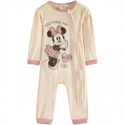 Front - Disney Baby Girls Minnie Mouse Velvet Sleepsuit