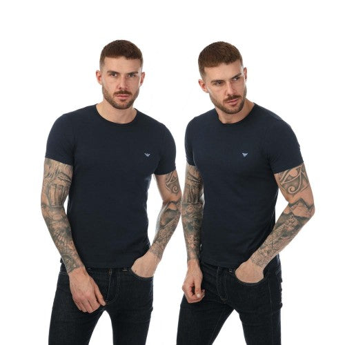 Front - Emporio Armani Mens Crew Neck T-Shirt (Pack of 2)