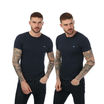 Front - Emporio Armani Mens Crew Neck T-Shirt (Pack of 2)