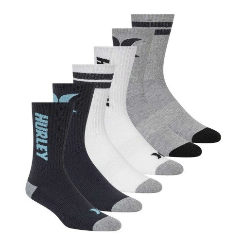 Front - Hurley Mens Crew Socks (Pack of 6)