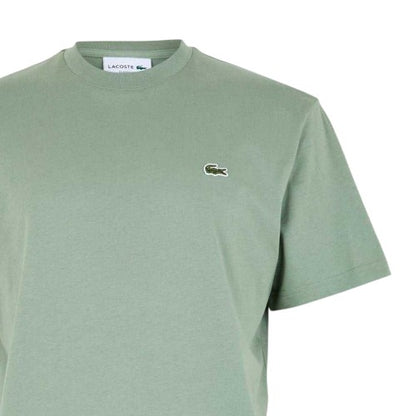Thyme Green - Back - Lacoste Mens Embroidered Logo Premium Cotton T-Shirt