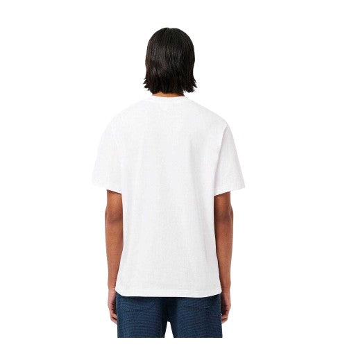 White - Back - Lacoste Mens Embroidered Logo Premium Cotton T-Shirt