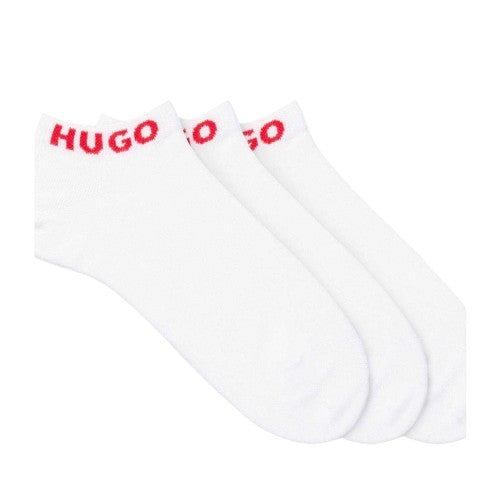 White - Front - Hugo Unisex Adult Logo Ankle Socks (Pack of 3)