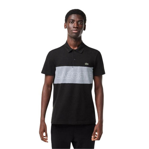 Front - Lacoste Mens Colour Block Petit Pique Regular Polo Shirt