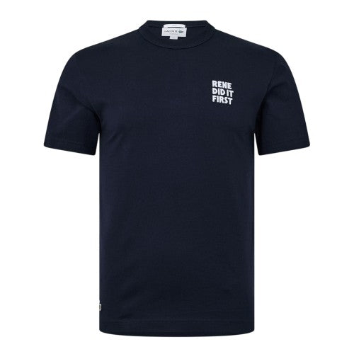 Front - Lacoste Mens Rene Did It First Back Print Cotton Regular T-Shirt