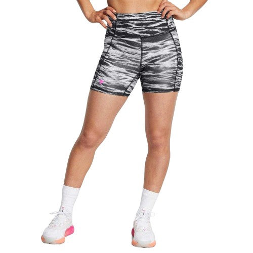 Front - Under Armour Womens/Ladies Project Rock Zebra Print Skinny Running Shorts