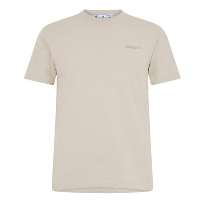 Front - Off White Mens Cotton Regular T-Shirt