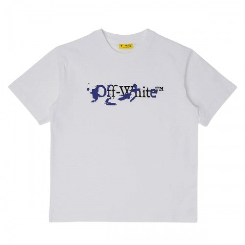 Front - Off White Childrens/Kids Paint Splatter Cotton Short-Sleeved T-Shirt