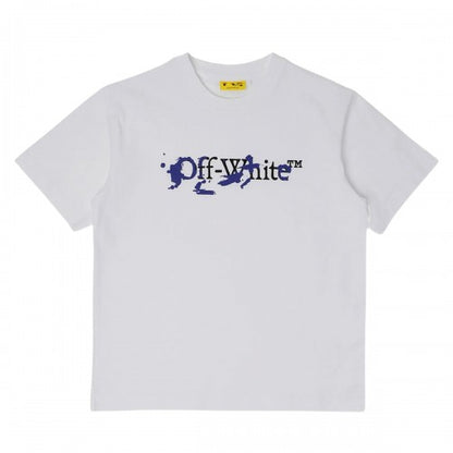 Front - Off White Childrens/Kids Paint Splatter Cotton Short-Sleeved T-Shirt