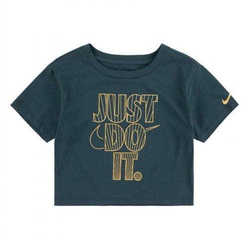 Front - Nike Childrens/Kids Just Do It Shiny Crop T-Shirt
