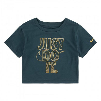 Front - Nike Childrens/Kids Just Do It Shiny Crop T-Shirt