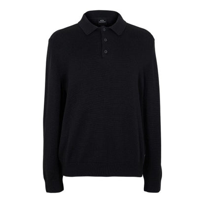 Front - Armani Exchange Mens Knitted Long-Sleeved Polo Shirt