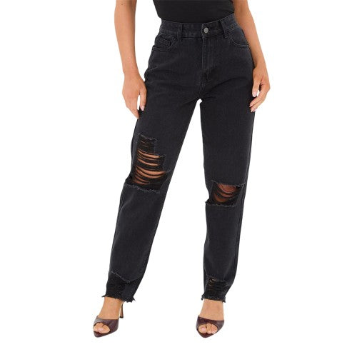 Front - I Saw It First Womens/Ladies Cotton Denim Mom Jeans