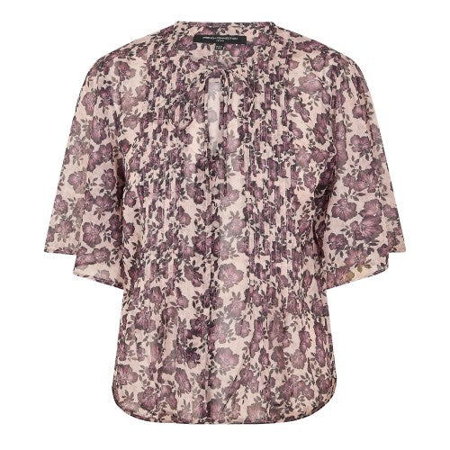 Front - French Connection Womens/Ladies Elysian Floral Tie Neck Puff Sleeve Blouse