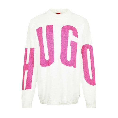 Front - Hugo Womens/Ladies Crew Neck Relaxed Fit Long-Sleeved Jumper