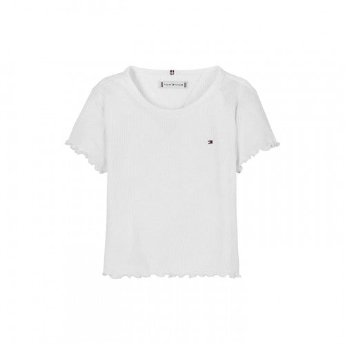 Front - Tommy Hilfiger Childrens/Kids Essential Round Regular Frill T-Shirt