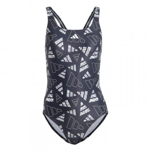 Front - Adidas Womens/Ladies Bar Logo One Piece Swimsuit