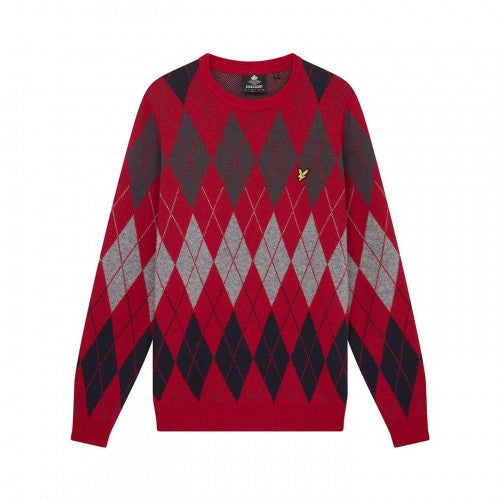 Front - Lyle & Scott Mens Argyle Knitted Crew Neck Jumper