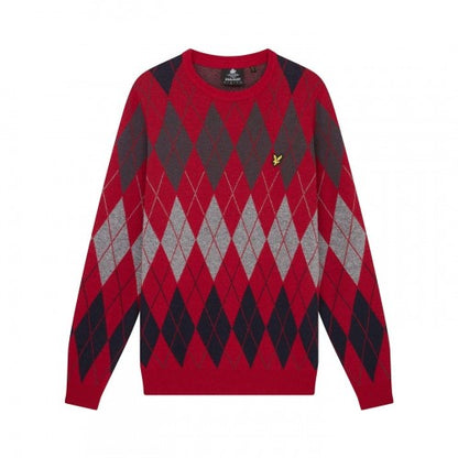 Front - Lyle & Scott Mens Argyle Knitted Crew Neck Jumper