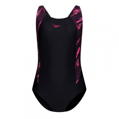 Front - Speedo Girls Hyperboom Splice Shattered One Piece Swimsuit