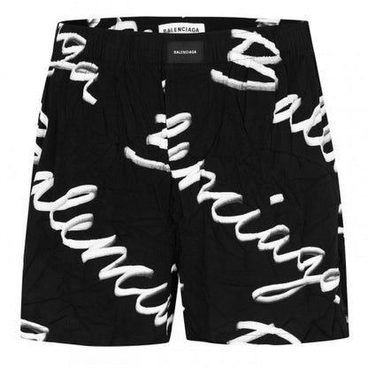 Front - Balenciaga Womens/Ladies Script Relaxed Fit Shorts