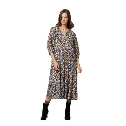 Front - Velvet by Graham & Spencer Womens/Ladies Abstract V Neck 3/4 Sleeve Midi Dress