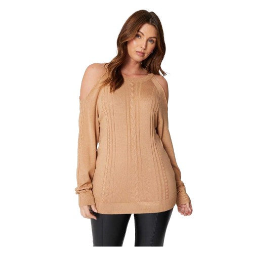 Front - Be You Womens/Ladies Fine Knit Cold Shoulder Jumper