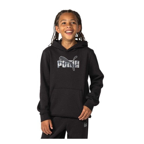 Front - Puma Boys Brushed Fleece Hoodie