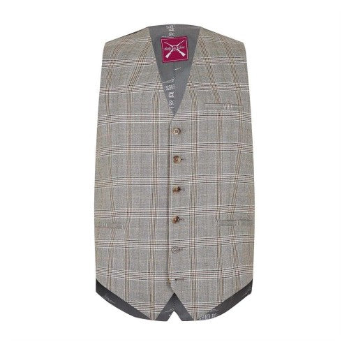Front - Shelby And Sons Mens Checked Slim Waistcoat