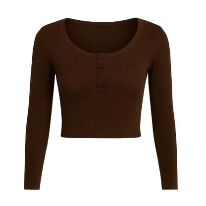 Front - I Saw It First Womens/Ladies Ribbed Long-Sleeved Crop Top