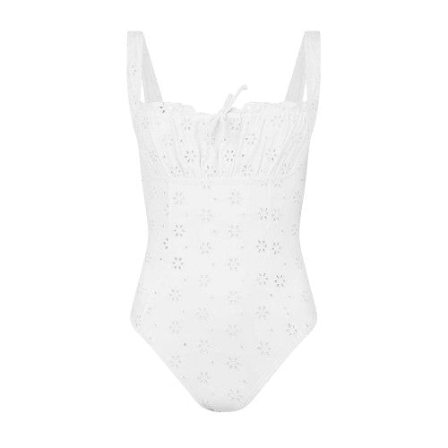 Front - Jack Wills Womens/Ladies Floral Pattern Broderie One Piece Swimsuit
