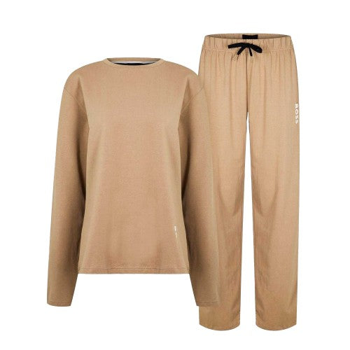 Front - Boss Womens/Ladies Crew Neck Relaxed Fit Long Pyjama Set