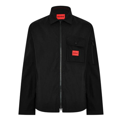 Front - Hugo Mens Logo Cotton Overshirt