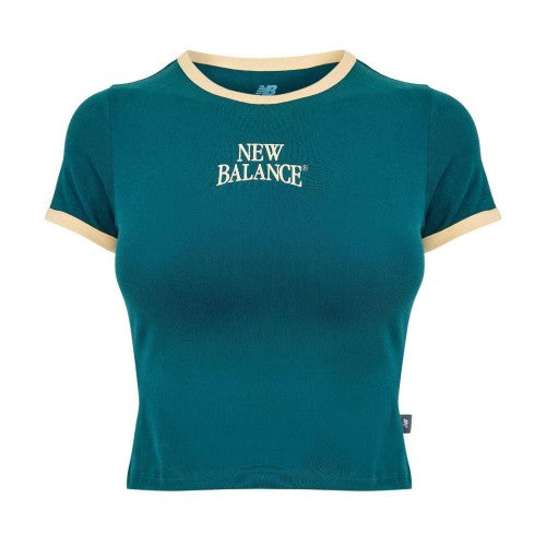 Front - New Balance Womens/Ladies Heritage Ringer Crop Top