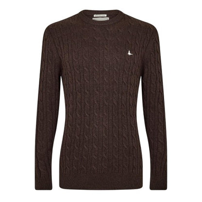 Front - Jack Wills Mens Marlow Cable Knit Merino Wool Jumper