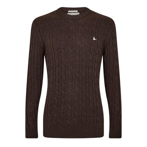 Front - Jack Wills Mens Marlow Cable Knit Merino Wool Jumper