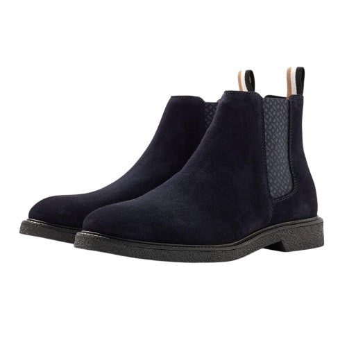 Front - Boss Mens Embossed Suede Stitch Detail Chelsea Boots