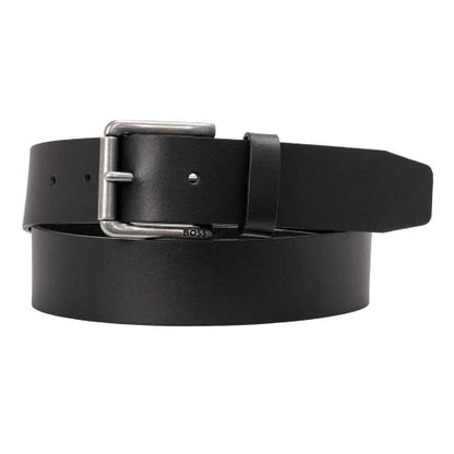 Front - Boss Logo Leather Metal Buckle Belt